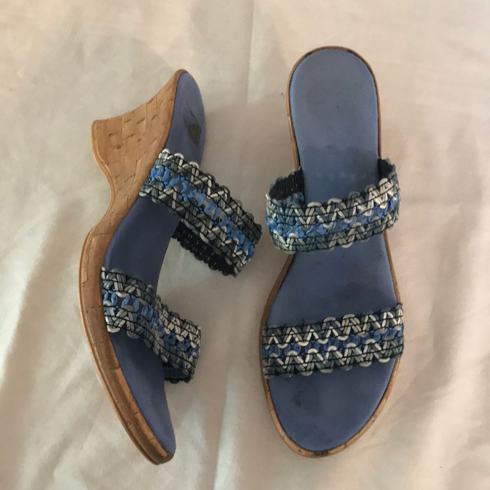 Blue and cork pumped sandals